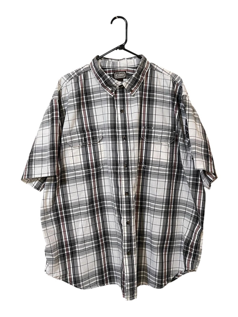 CE SchmidtMen’s Short Sleeve Plaid Button-Down Shirt - White, Gray, Black
